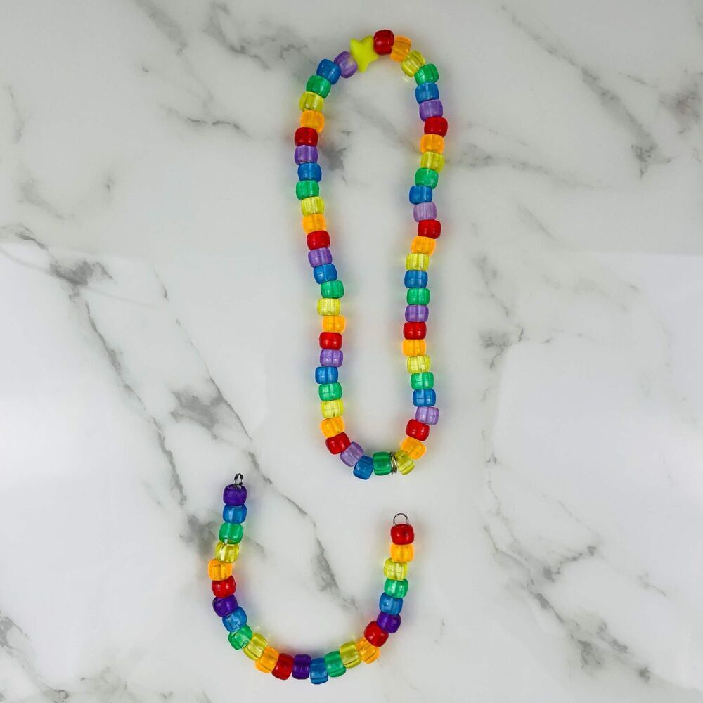 Rave 4pc choker/bracelet & binky cord earrings Customizable kandi Rainbow Brite - Picture 3 of 10